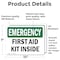 Signmission First Aid Kit Inside, 10 in W x Rectangle, Vinyl Decal OS-2PACK-EM-D-710-L-10370 - alternate 2